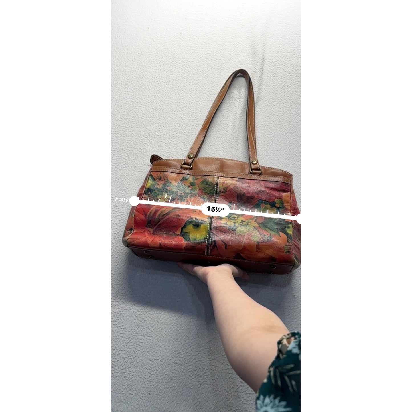 Patricia Nash Vintage Floral Leather Shoulder Bag Italian Leather #9663