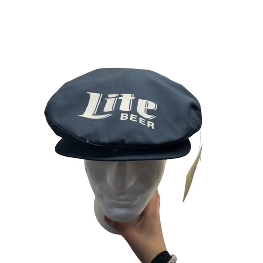 Vintage Lite Beer Navy Blue Newsboy Cap Made In USA #9221