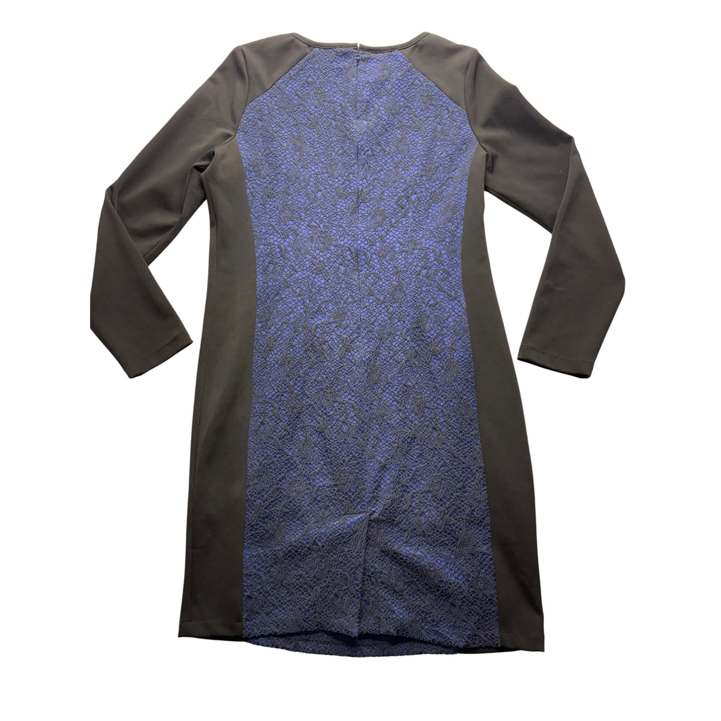 Tribal Womens Long Sleeve Dress W/ Blue Lace Overlay & Black Panels Size 12 #7730