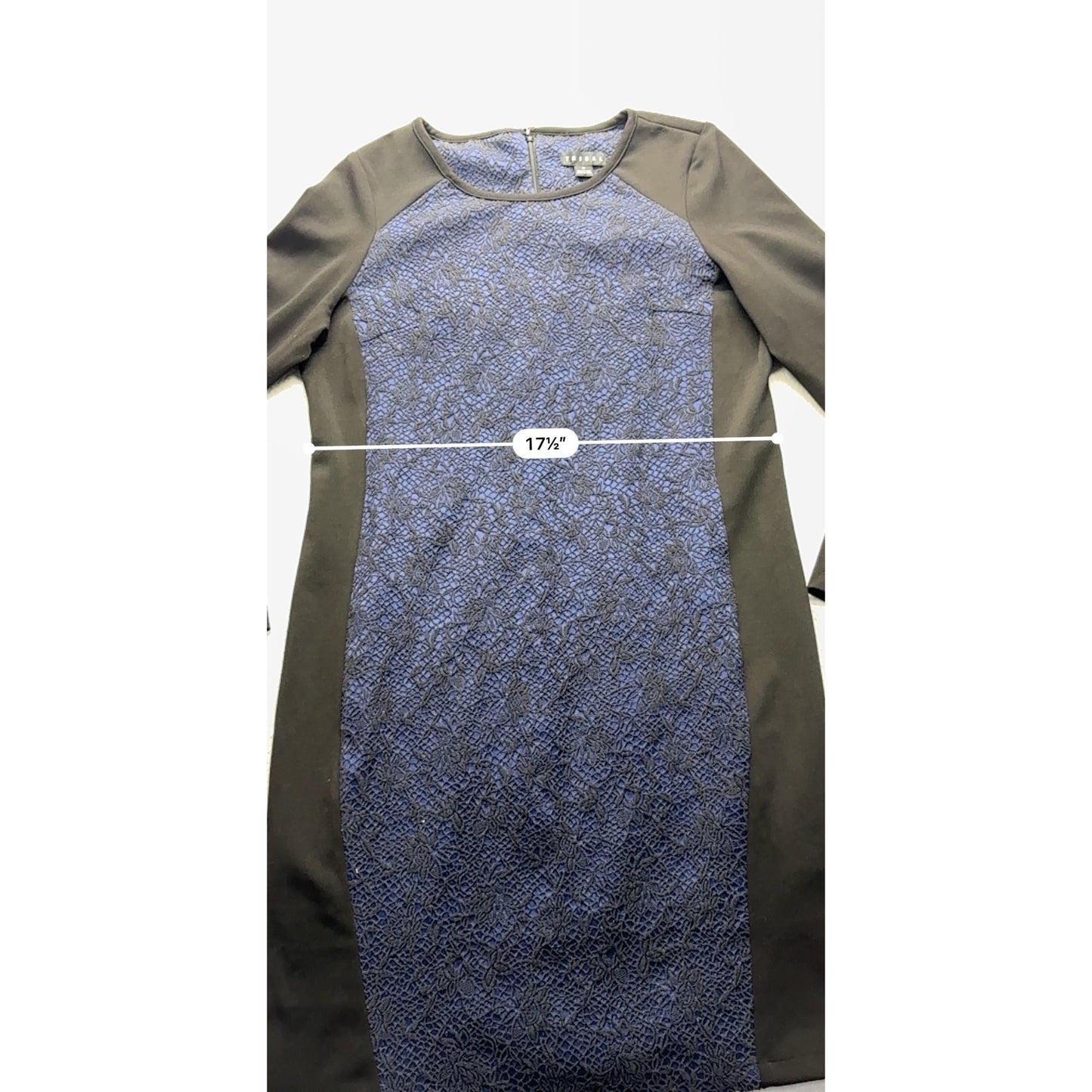 Tribal Womens Long Sleeve Dress W/ Blue Lace Overlay & Black Panels Size 12 #7730