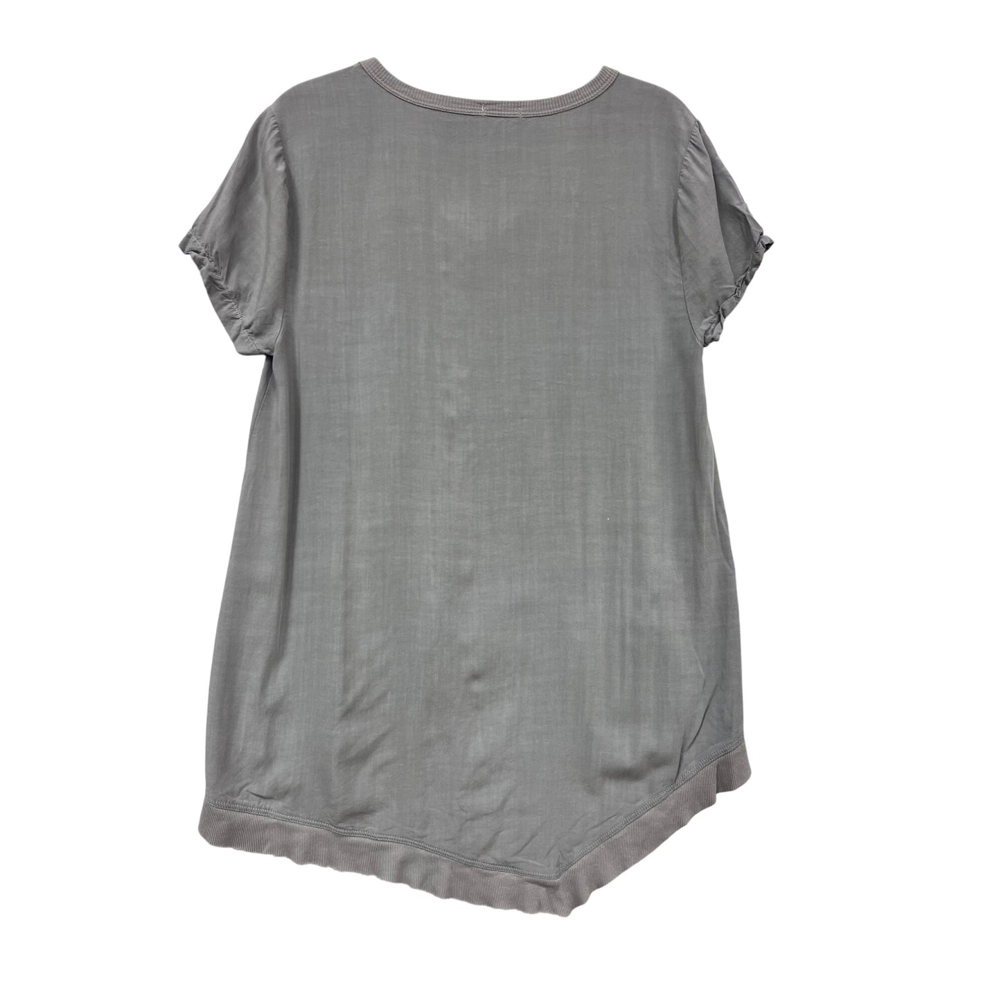Dylan Grey V-Neck Short Sleeve Blouse Small #477A