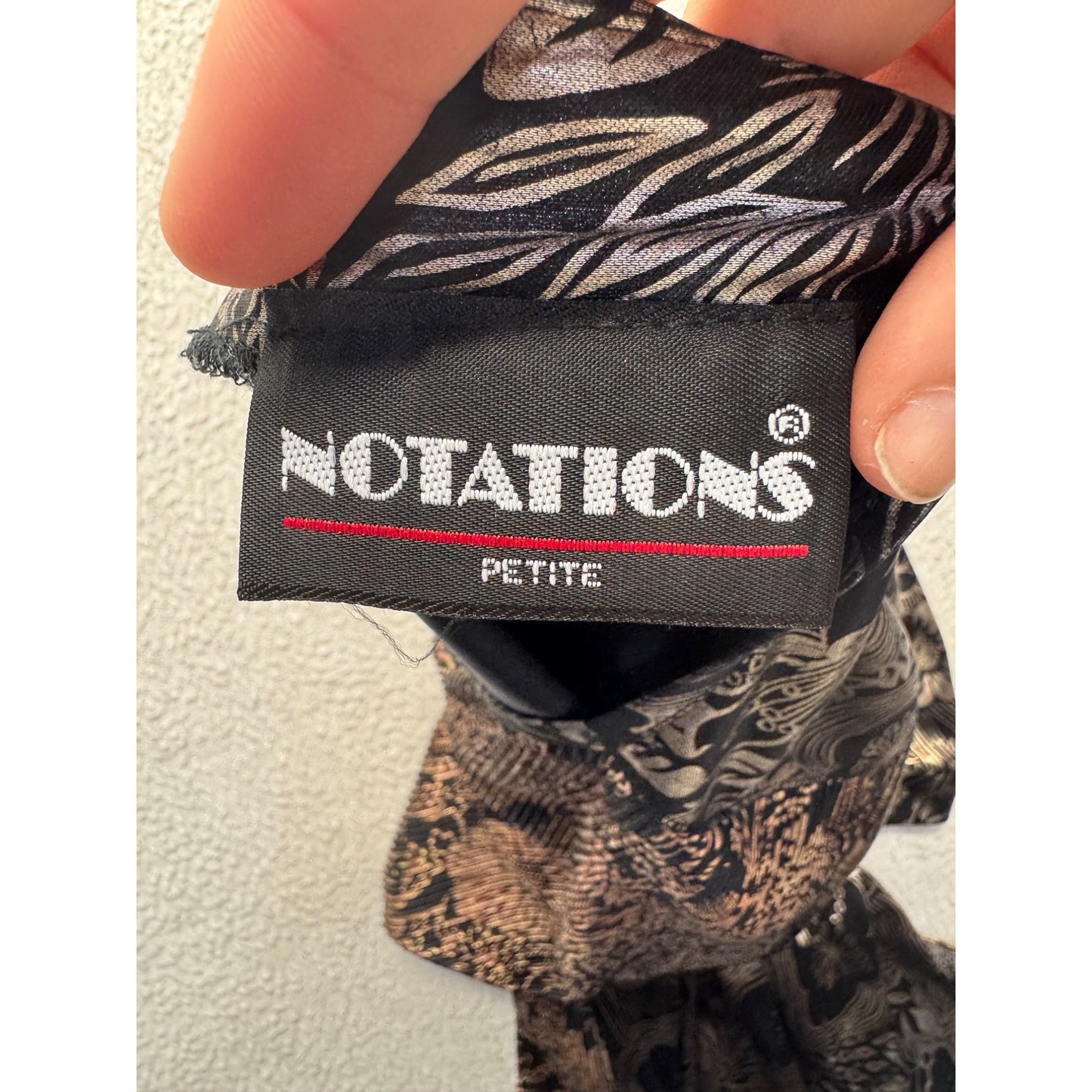 Notations Petite Floral Metallic Short Sleeve Top Size 6 Made In USA #9726