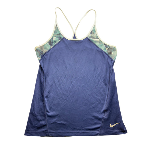 Nike Womens Dri-Fit Racerback Tank Top M Blue & Patterned Accents #7485