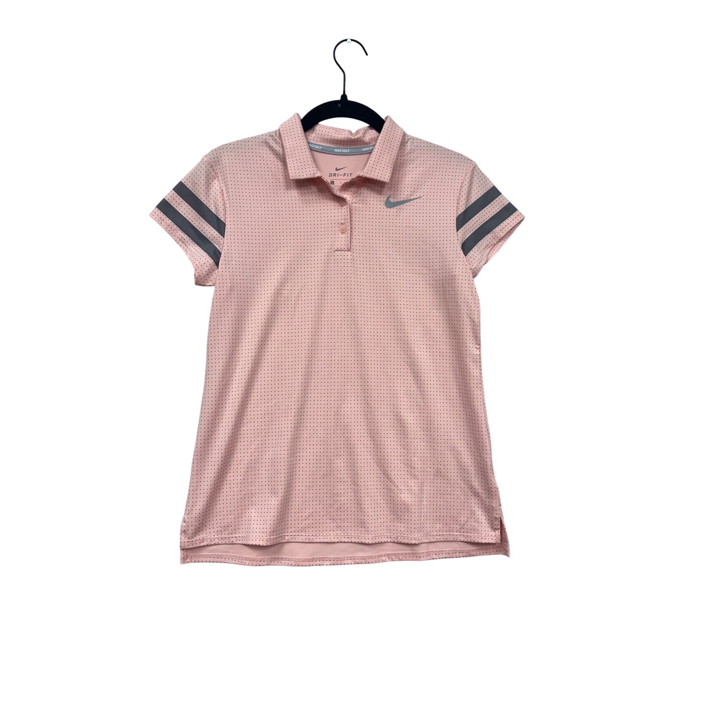 Nike Golf Dri-Fit Pink Polka Dot Polo Shirt L #310A