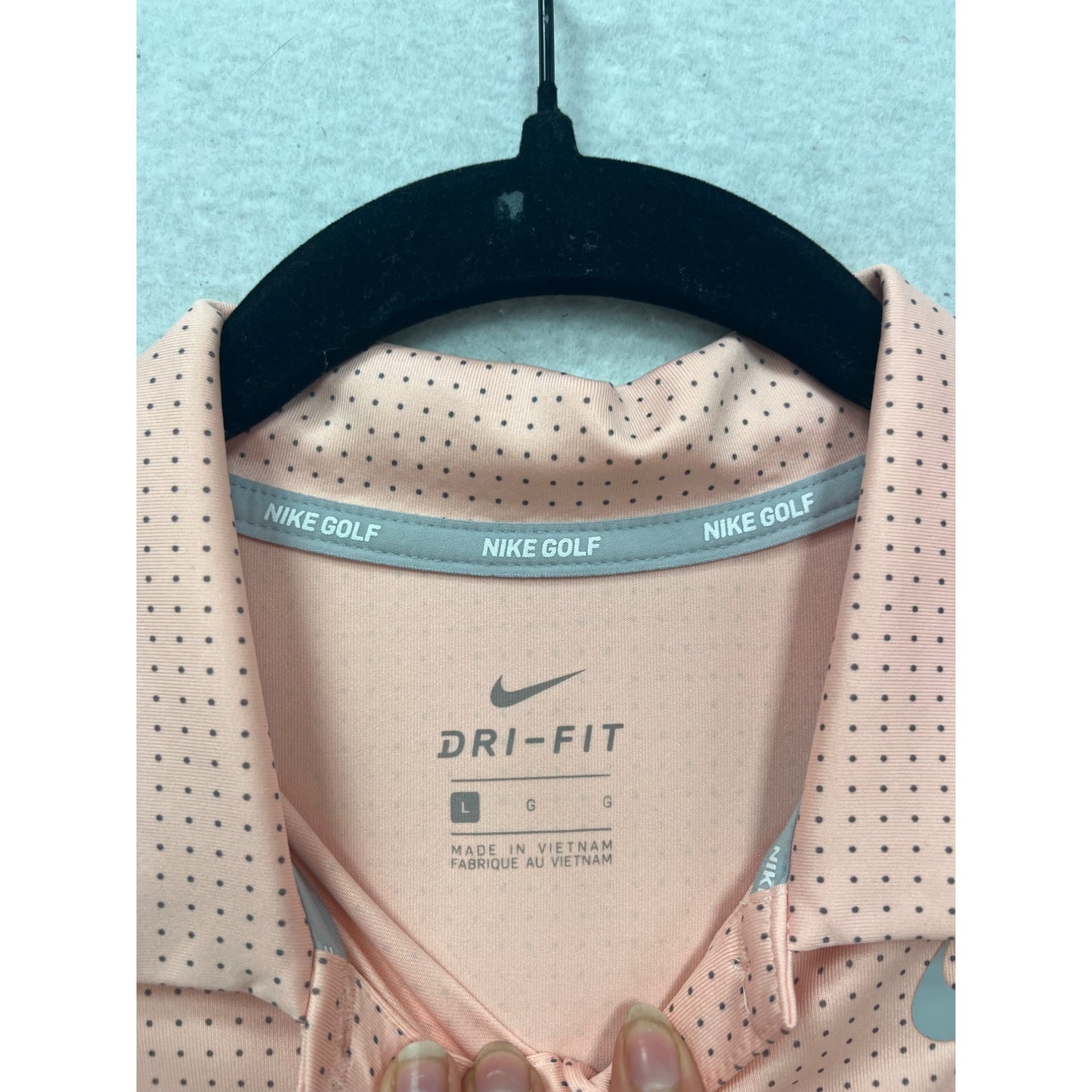 Nike Golf Dri-Fit Pink Polka Dot Polo Shirt L #310A