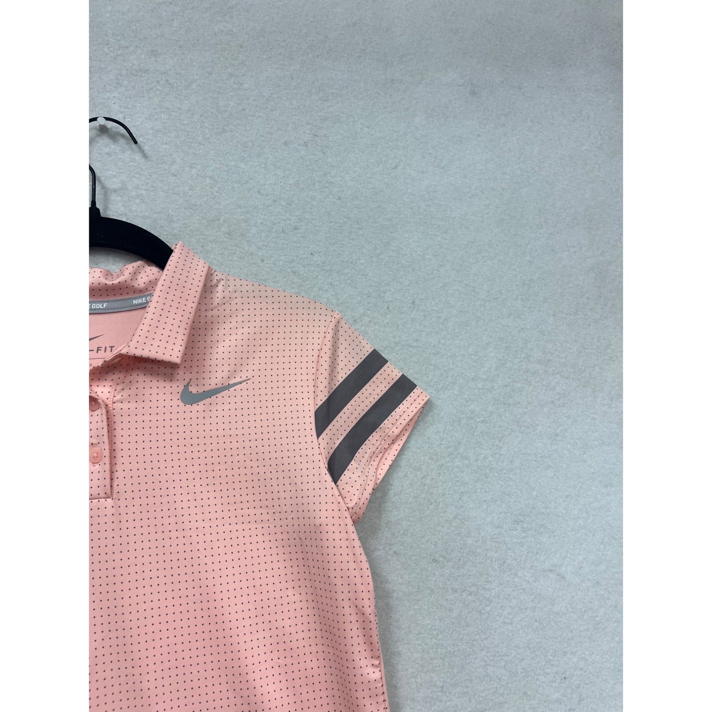 Nike Golf Dri-Fit Pink Polka Dot Polo Shirt L #310A