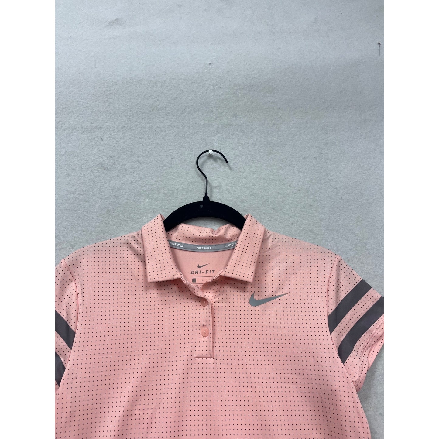 Nike Golf Dri-Fit Pink Polka Dot Polo Shirt L #310A