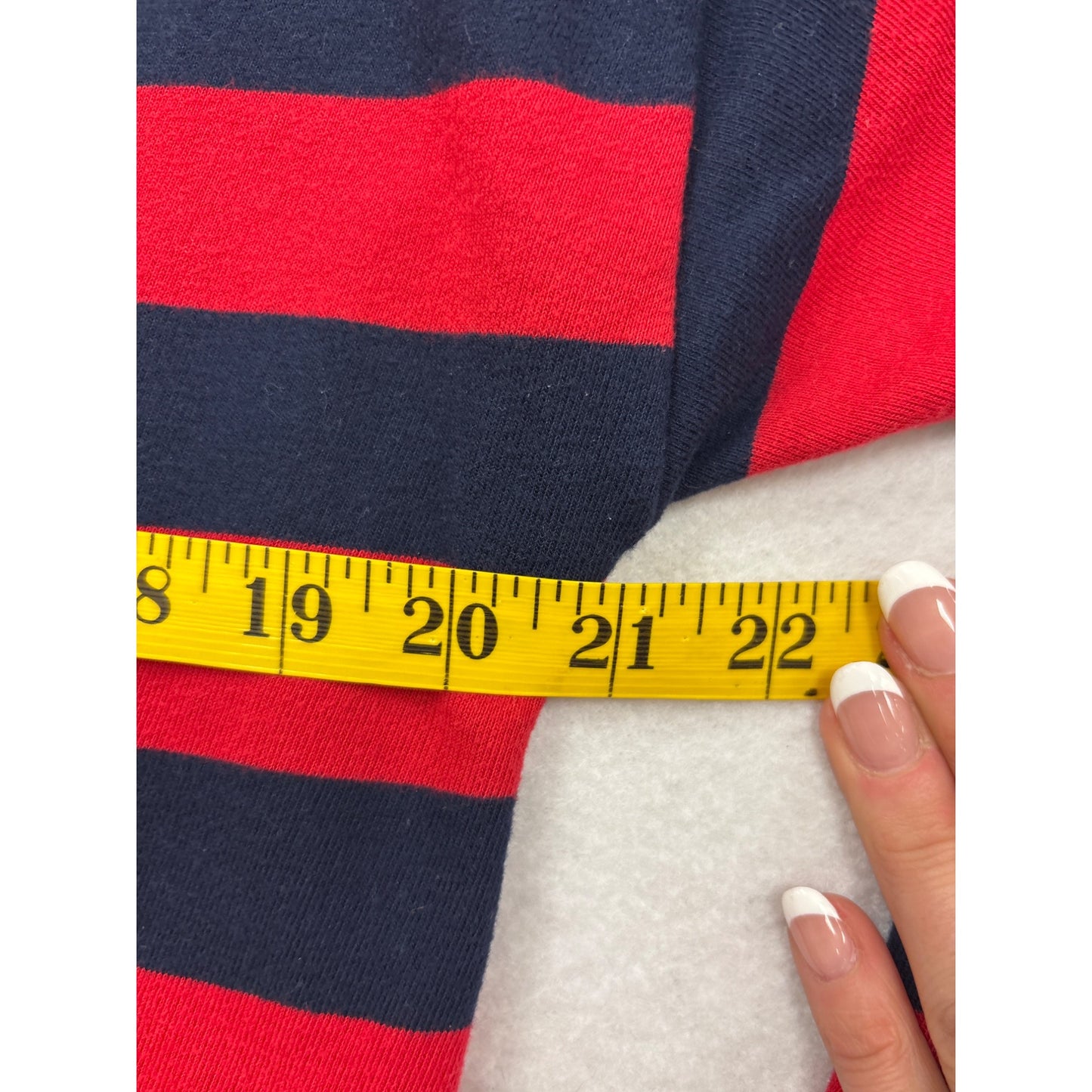 Ralph Lauren Striped Red & Navy Long Sleeve Shirt Cotton Blend S #6977