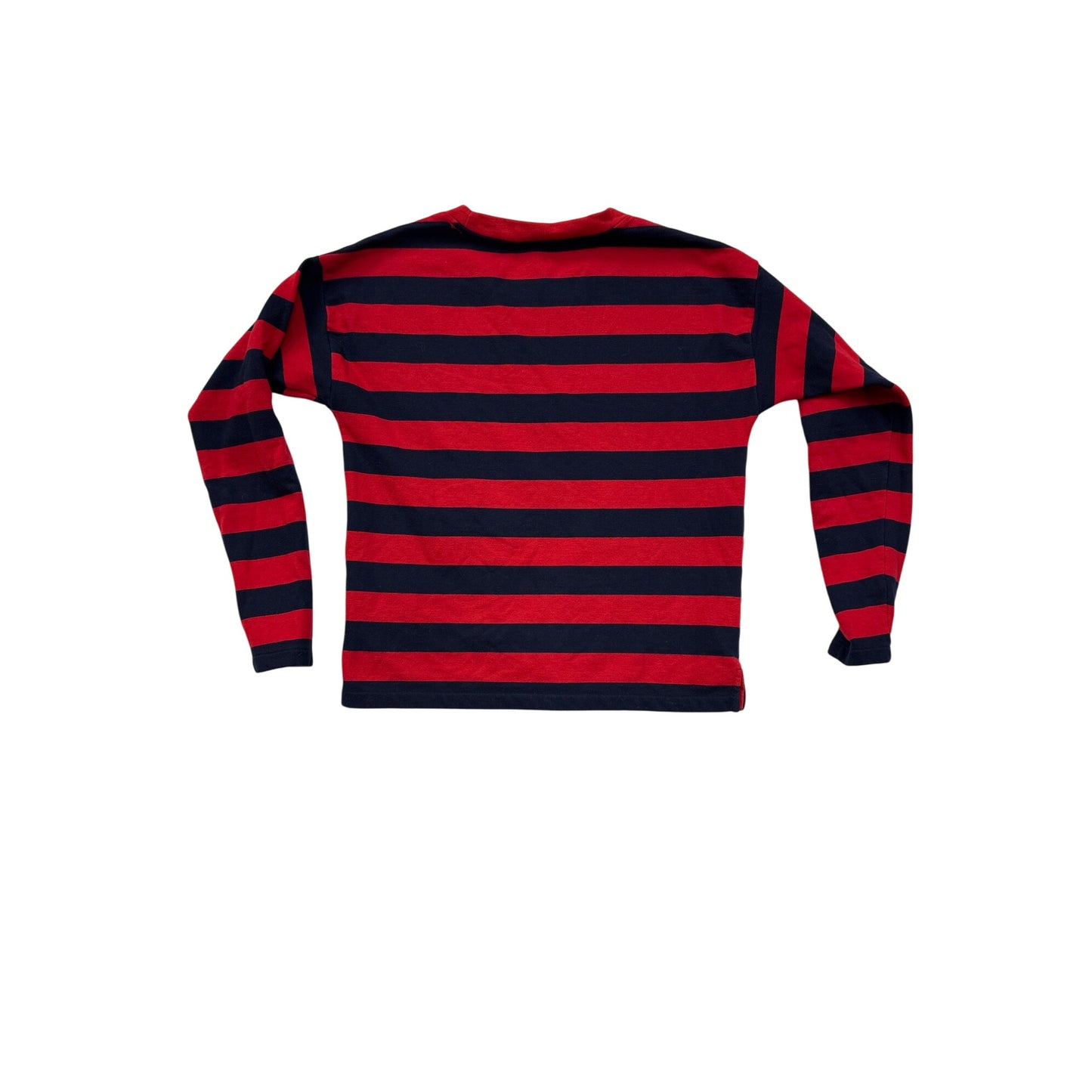Ralph Lauren Striped Red & Navy Long Sleeve Shirt Cotton Blend S #6977