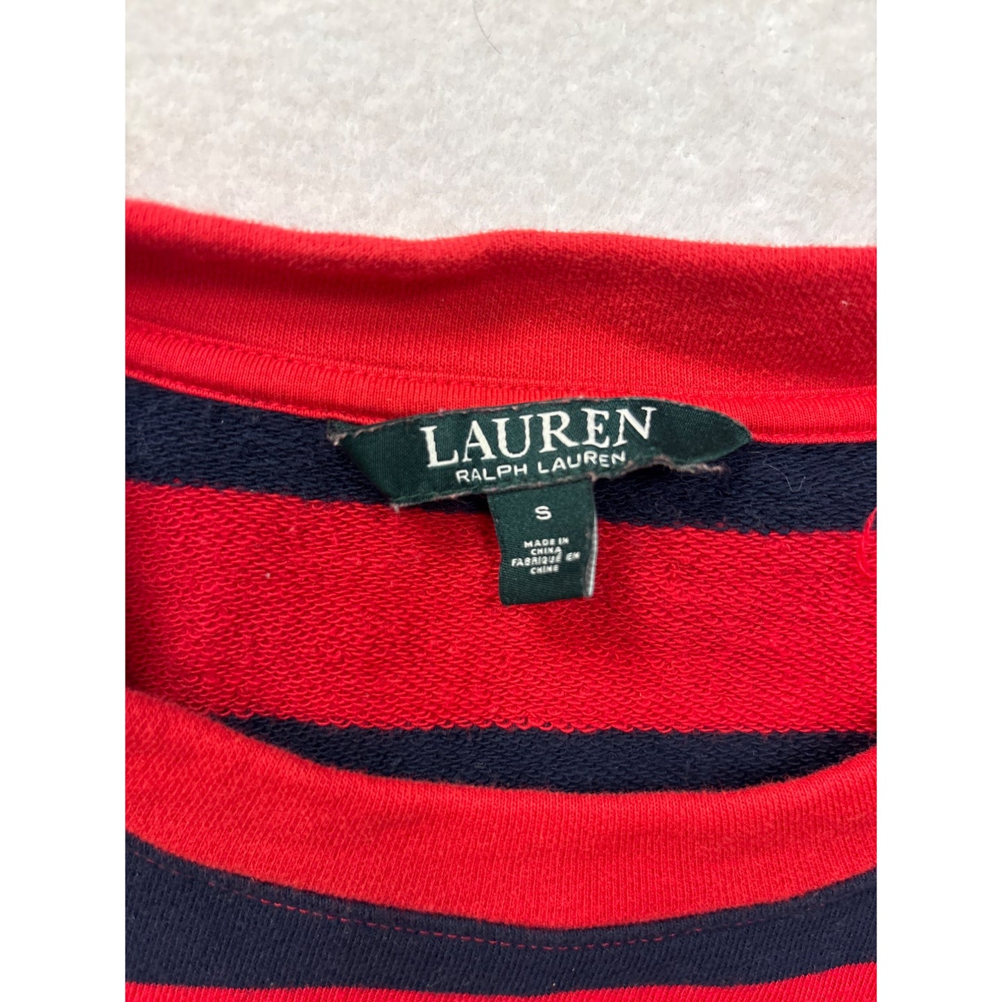 Ralph Lauren Striped Red & Navy Long Sleeve Shirt Cotton Blend S #6977
