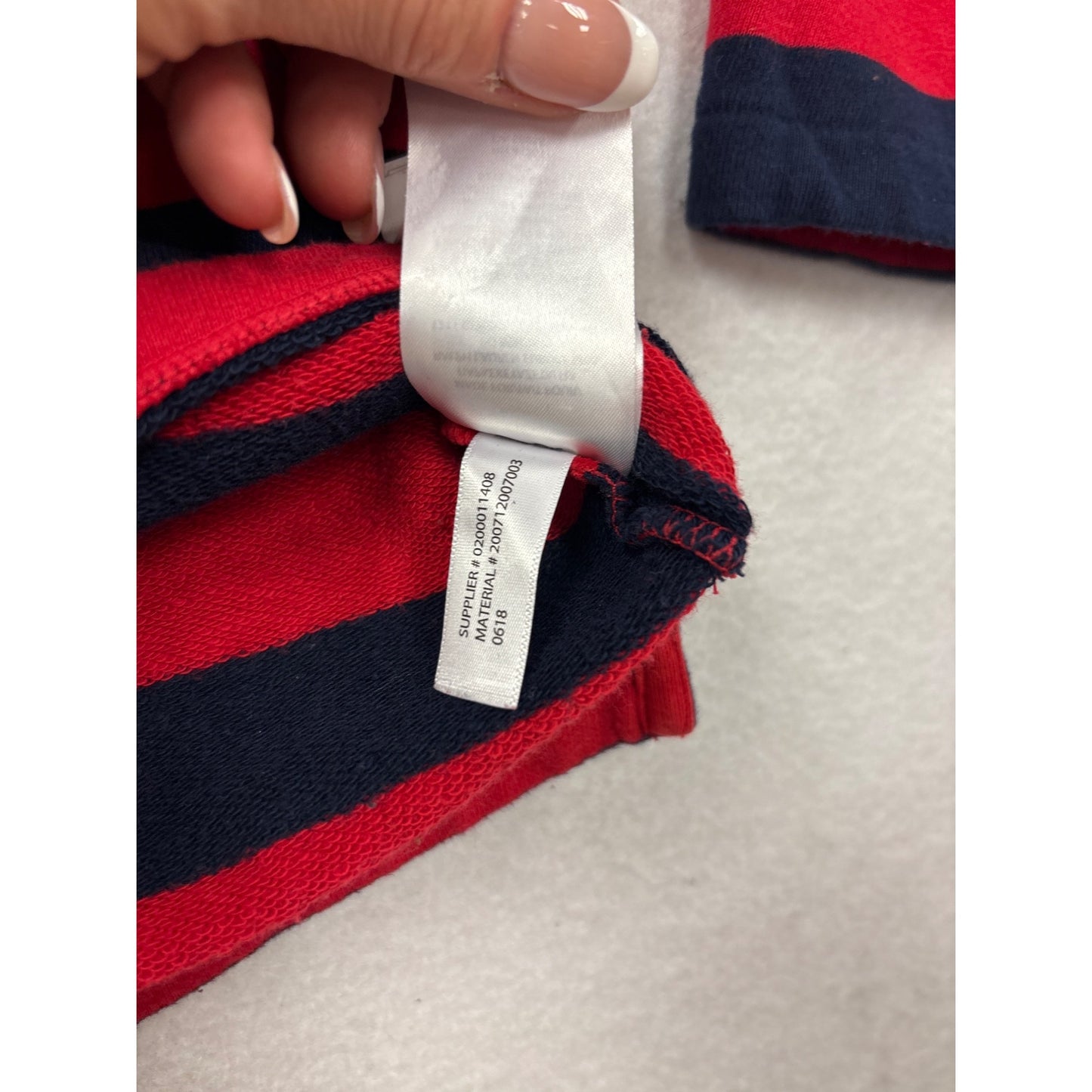 Ralph Lauren Striped Red & Navy Long Sleeve Shirt Cotton Blend S #6977
