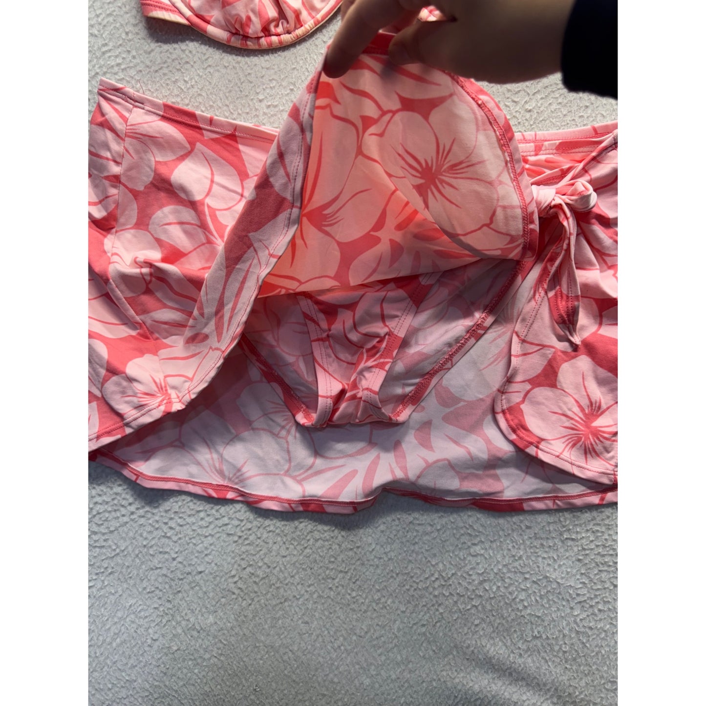 Jag Floral Print Halter Swim Top & Skirted Bottom Set Large Pink #9999