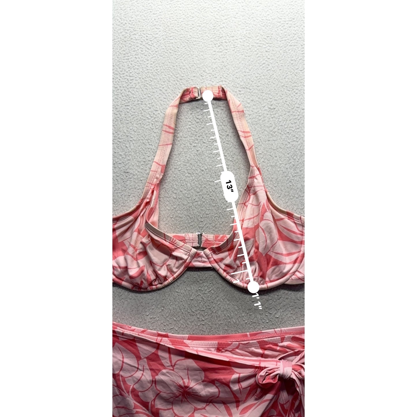 Jag Floral Print Halter Swim Top & Skirted Bottom Set Large Pink #9999