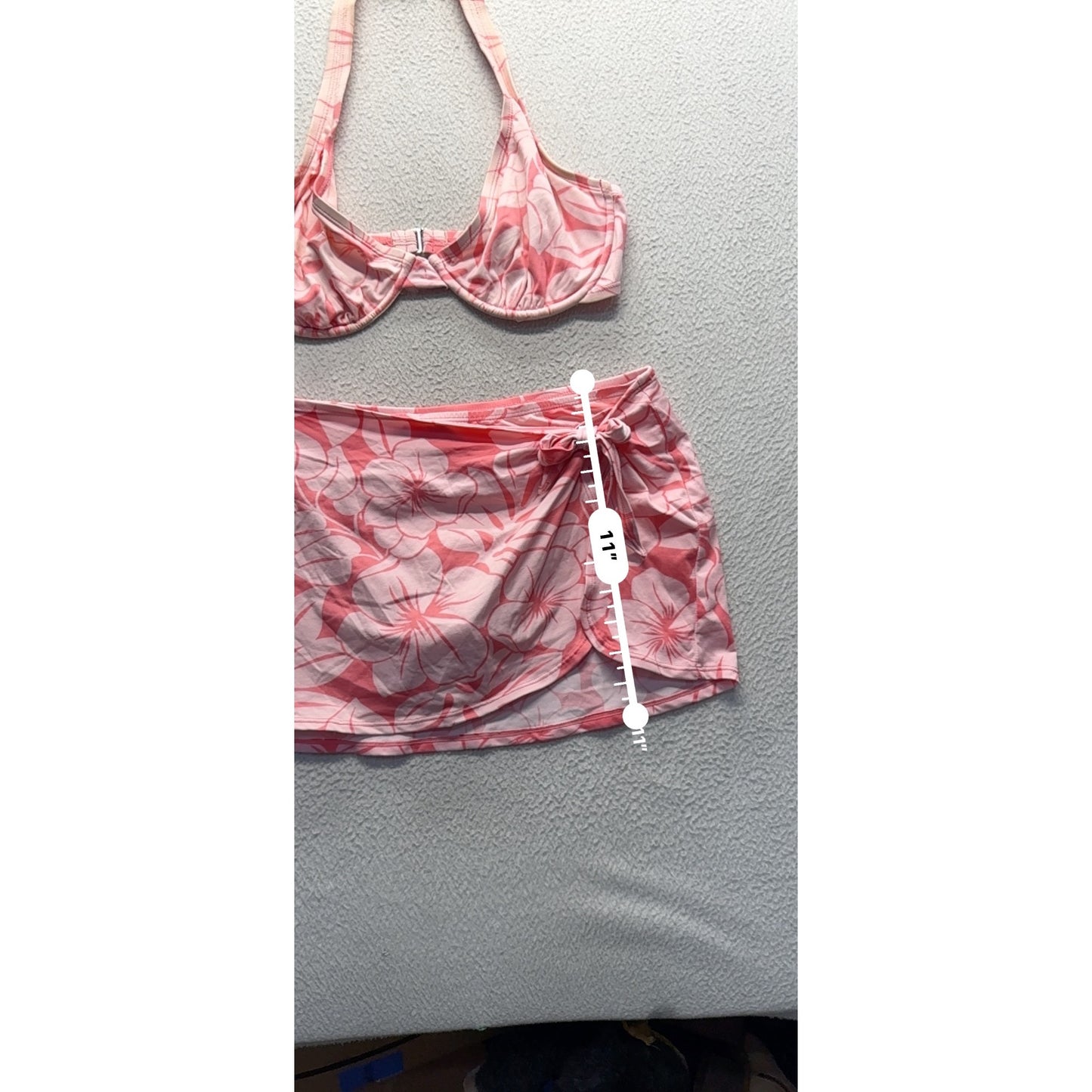Jag Floral Print Halter Swim Top & Skirted Bottom Set Large Pink #9999