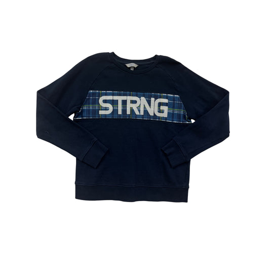 Navy Blue OVS STRNG Sweatshirt With Plaid Detail #8444