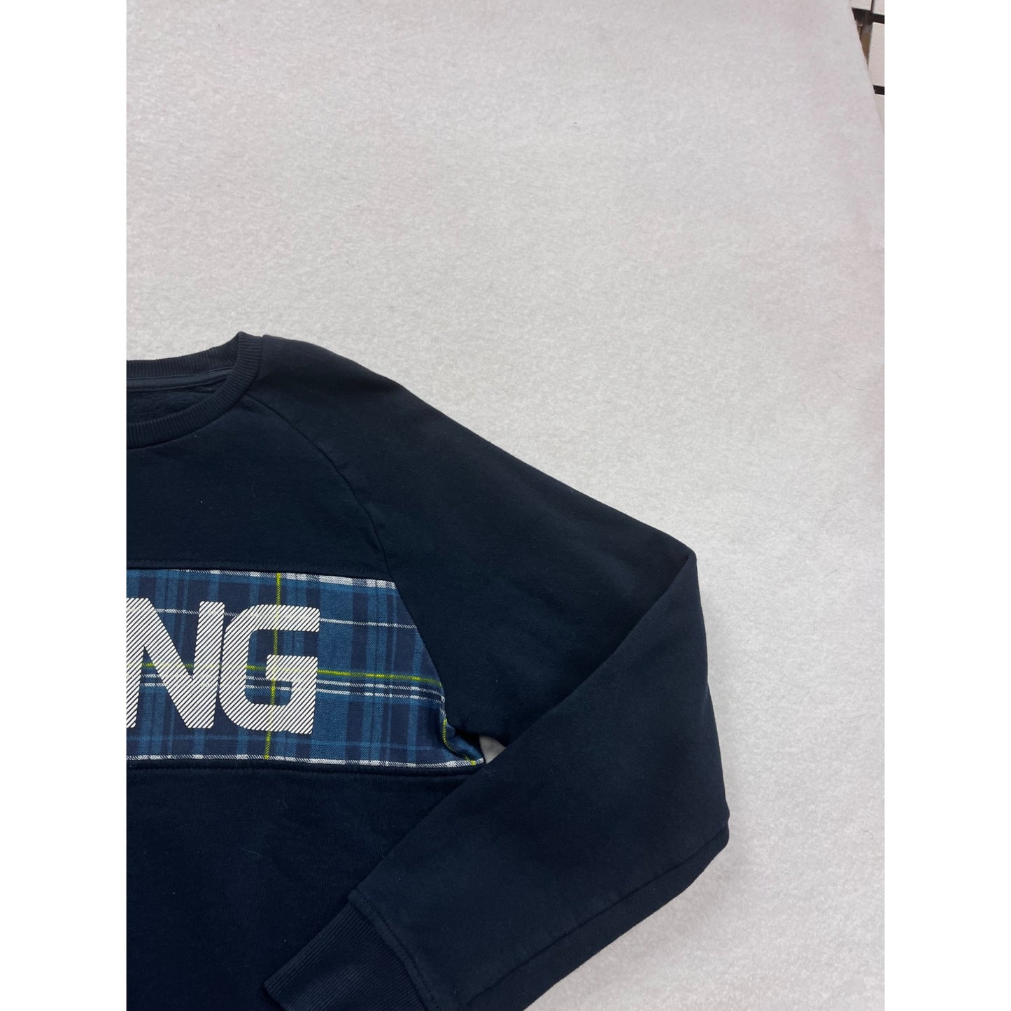 Navy Blue OVS STRNG Sweatshirt With Plaid Detail #8444