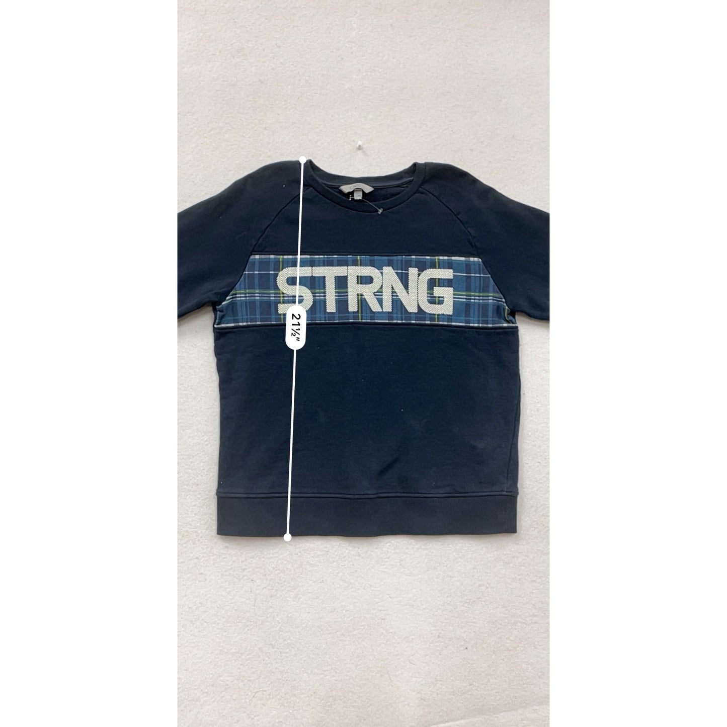 Navy Blue OVS STRNG Sweatshirt With Plaid Detail #8444