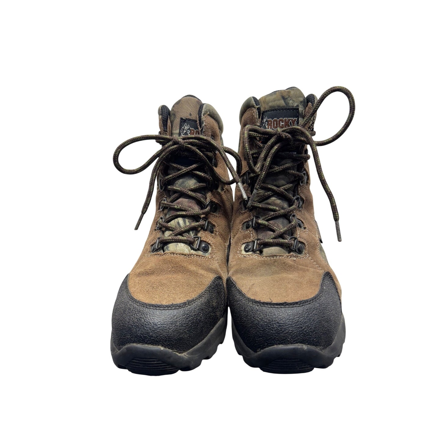 Rocky Brown Camo Suede Lace-Up Hiking Boots With Rubber Sole #141B