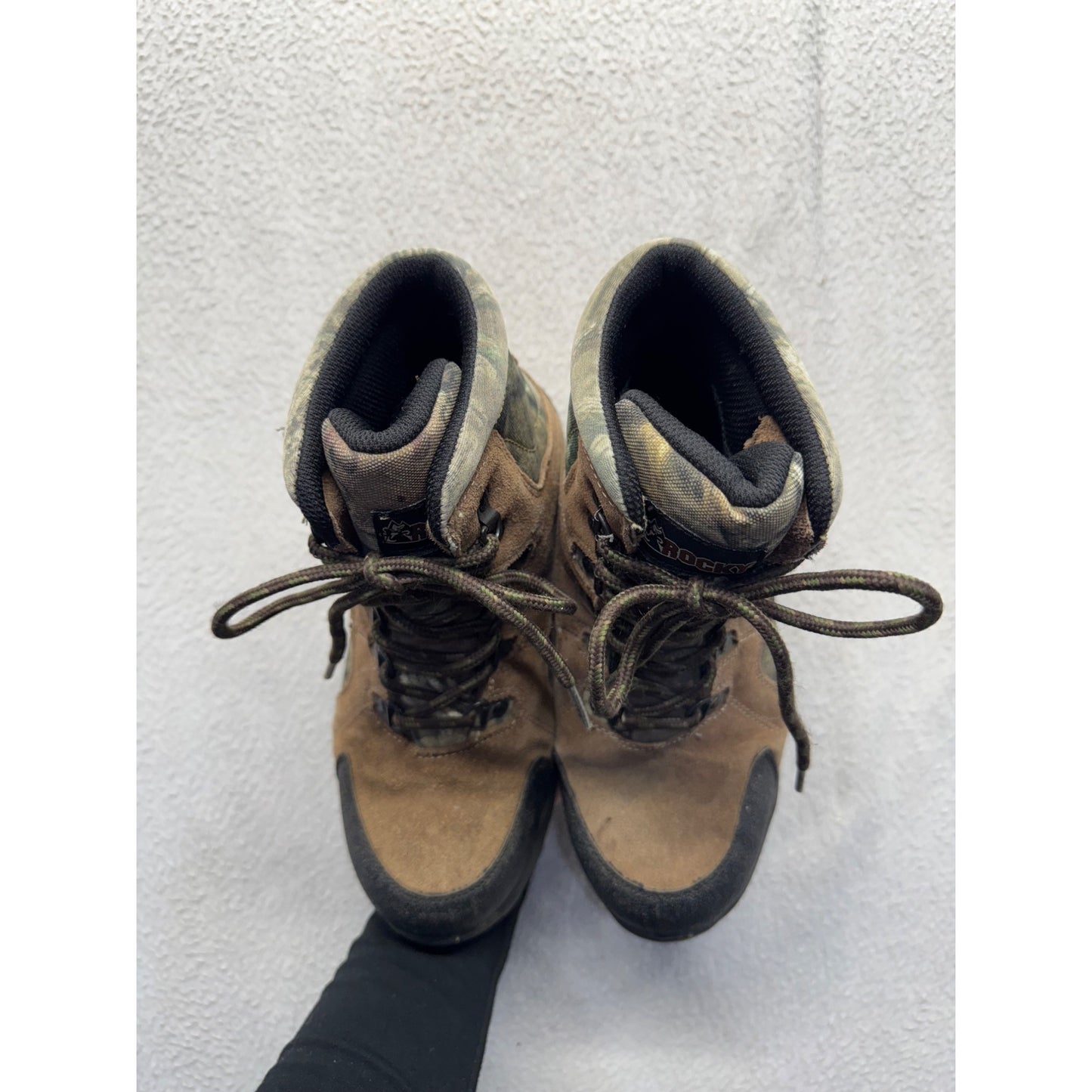 Rocky Brown Camo Suede Lace-Up Hiking Boots With Rubber Sole #141B