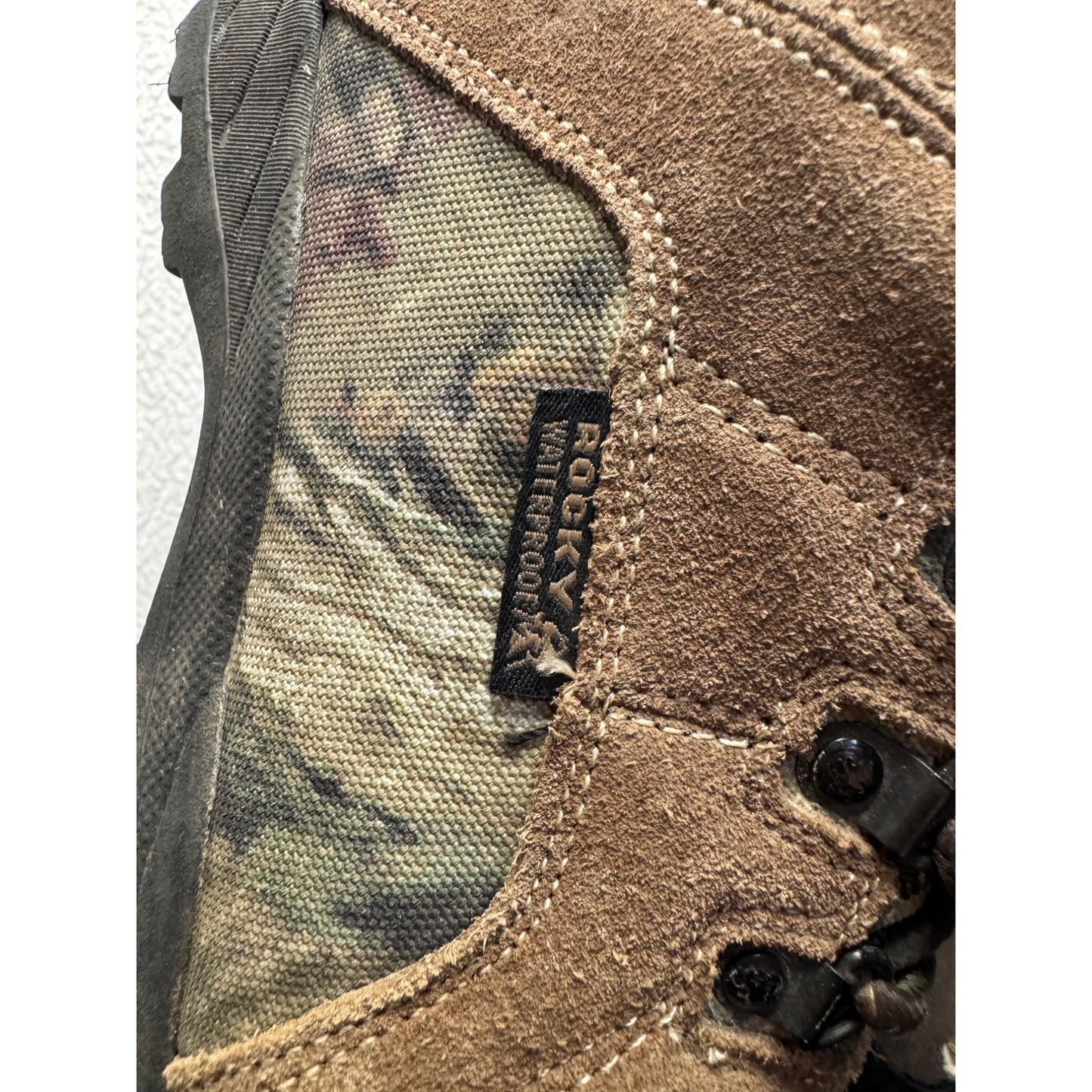 Rocky Brown Camo Suede Lace-Up Hiking Boots With Rubber Sole #141B