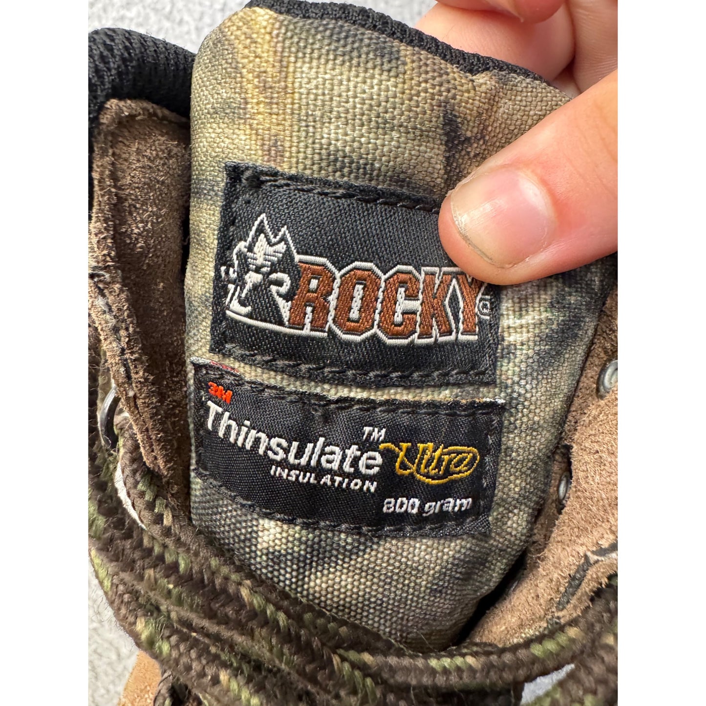 Rocky Brown Camo Suede Lace-Up Hiking Boots With Rubber Sole #141B