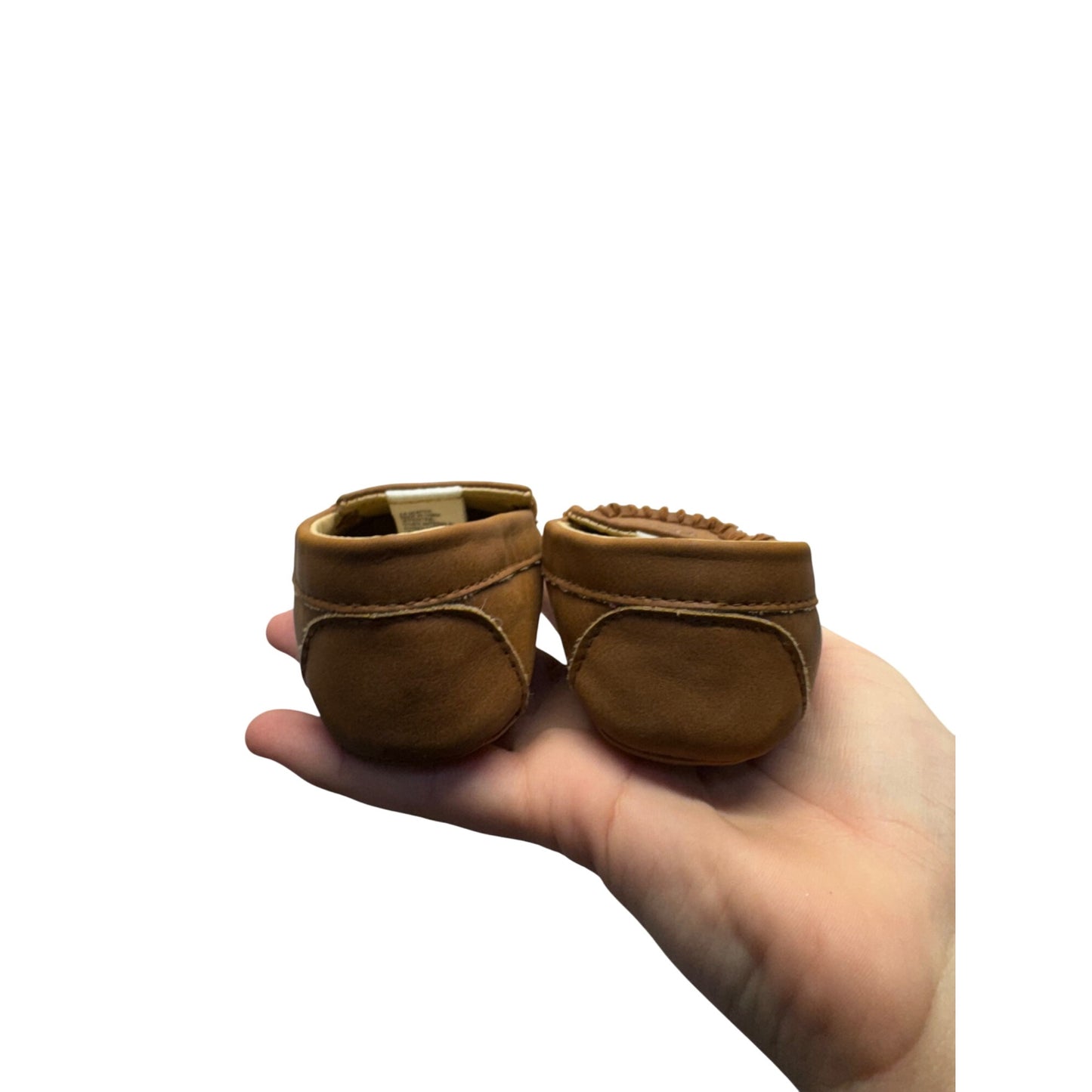 Janie & Jack Infant Brown Leather Moccasins With Embroidered Dog Design 9445