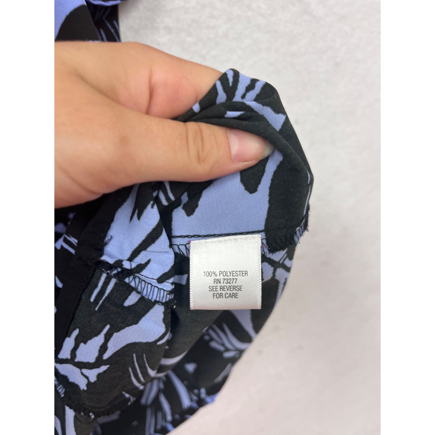 Dana Buchman Floral Print Blouse M Black & Purple Short Sleeve #191A