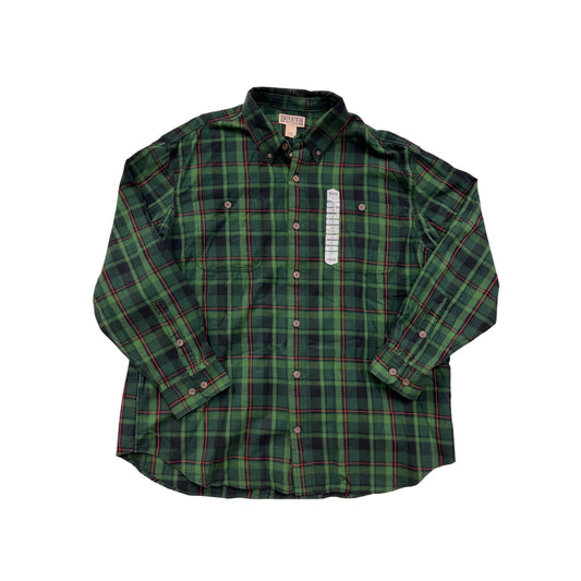 2XL Duluth Trading Co. Green/Black/Red Plaid Button-Down Shirt #8777