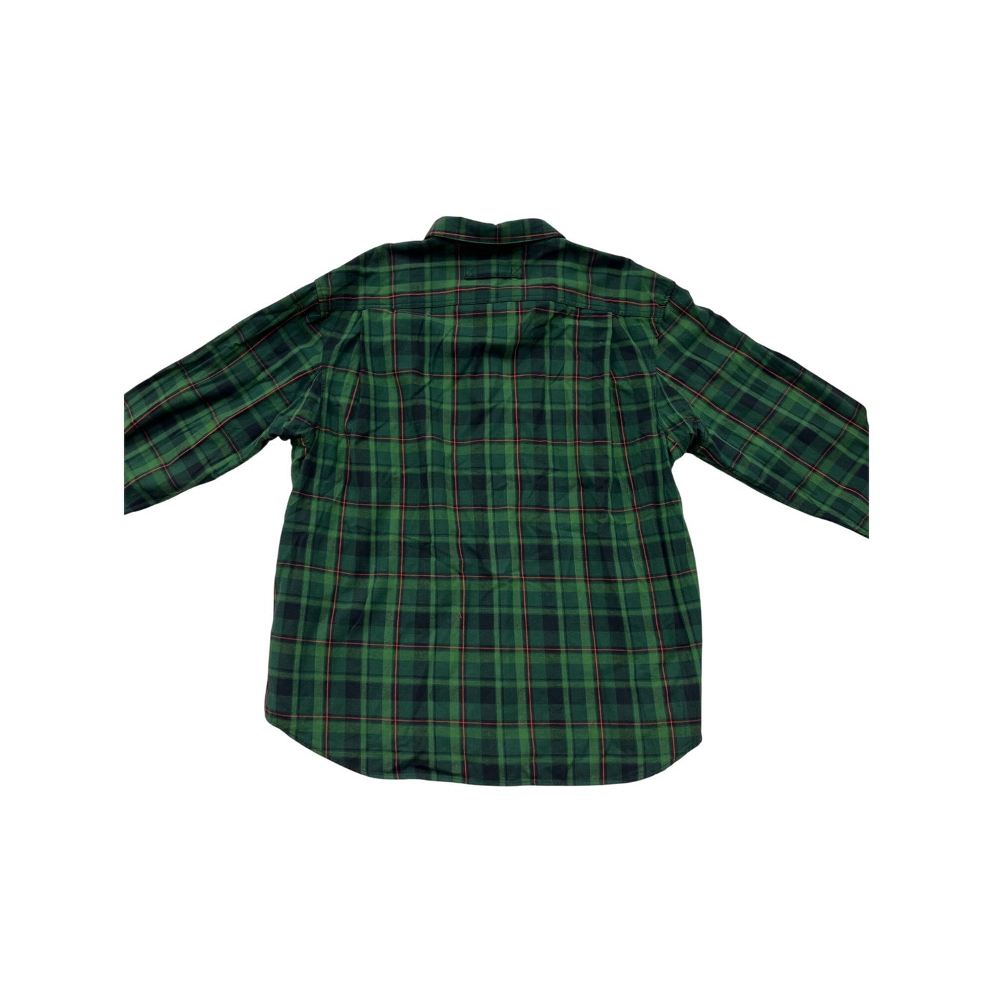 2XL Duluth Trading Co. Green/Black/Red Plaid Button-Down Shirt #8777