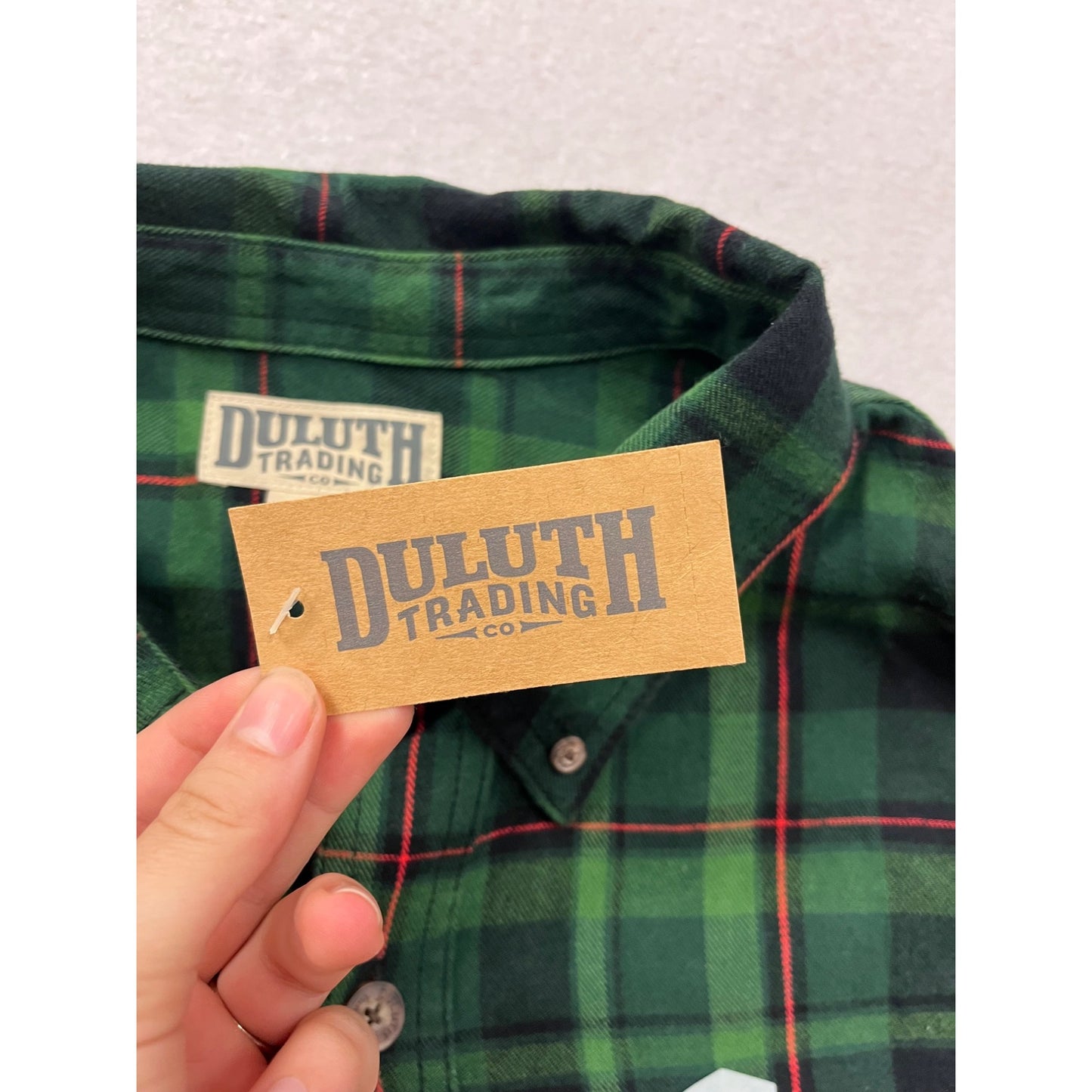2XL Duluth Trading Co. Green/Black/Red Plaid Button-Down Shirt #8777