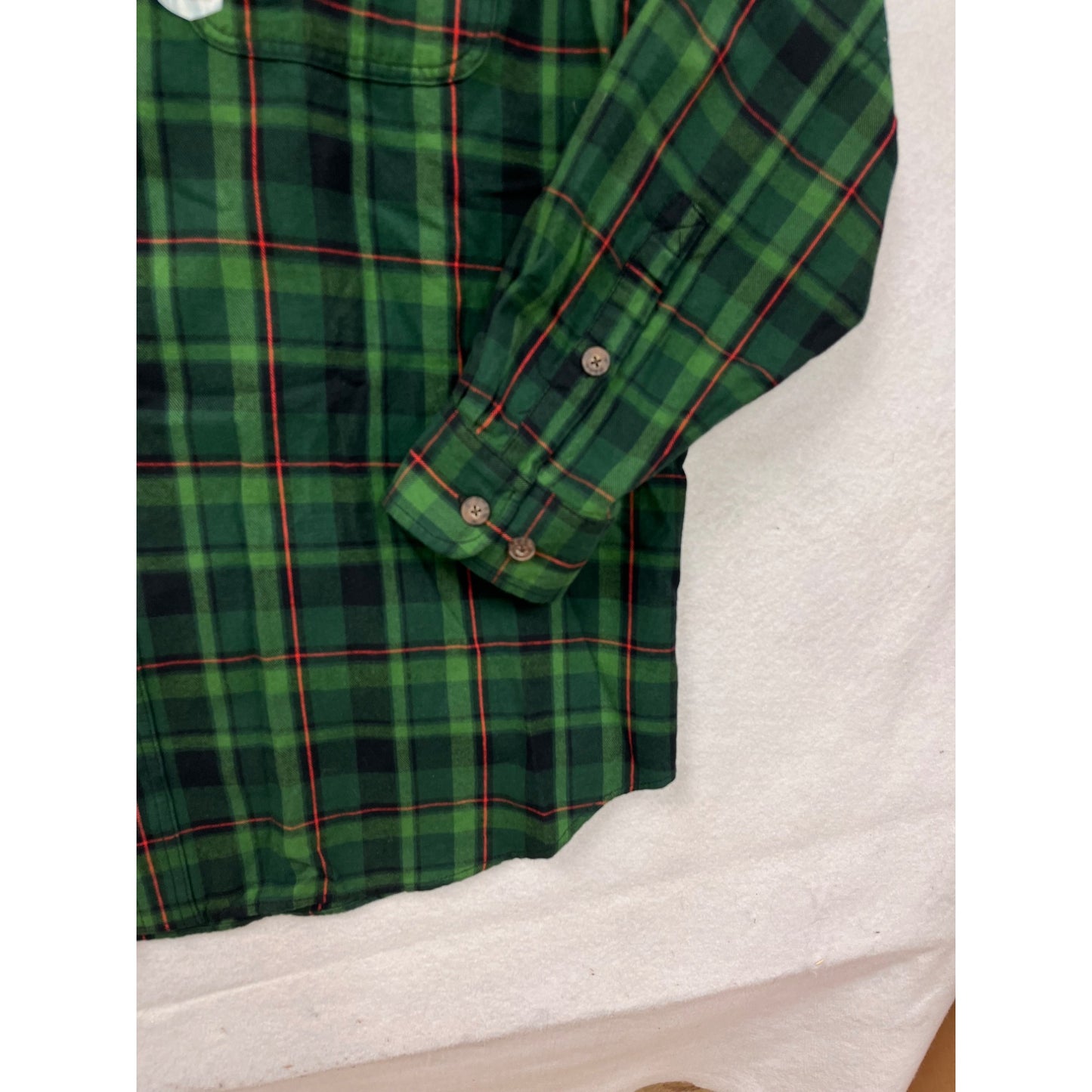 2XL Duluth Trading Co. Green/Black/Red Plaid Button-Down Shirt #8777