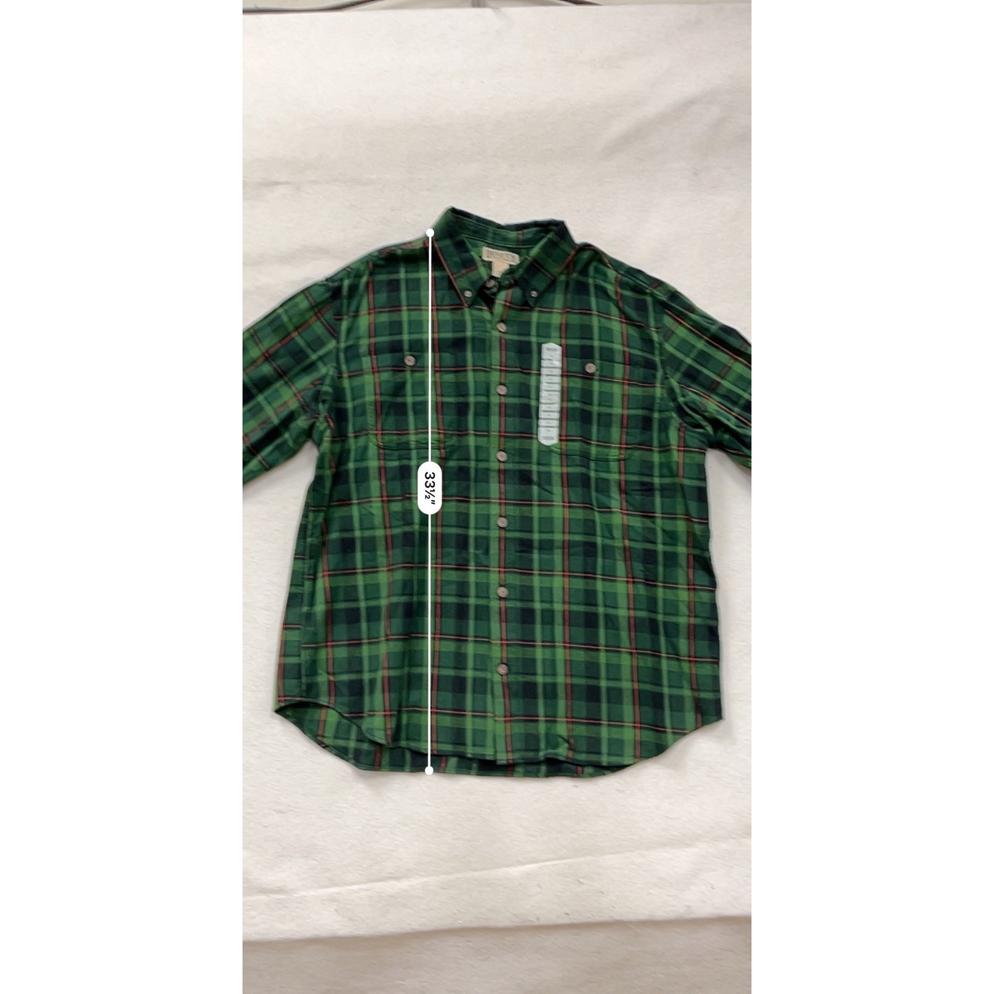 2XL Duluth Trading Co. Green/Black/Red Plaid Button-Down Shirt #8777