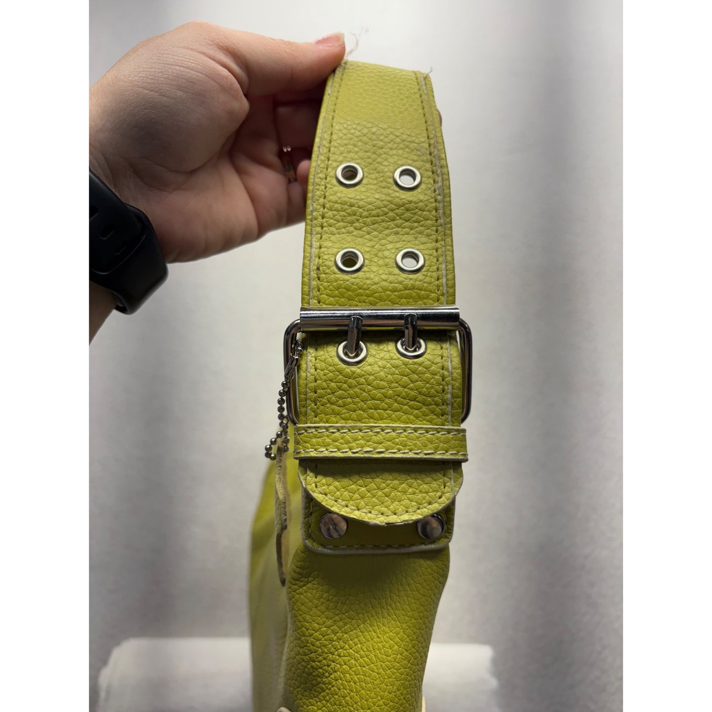 Lime Green MC Leather Shoulder Bag #7597