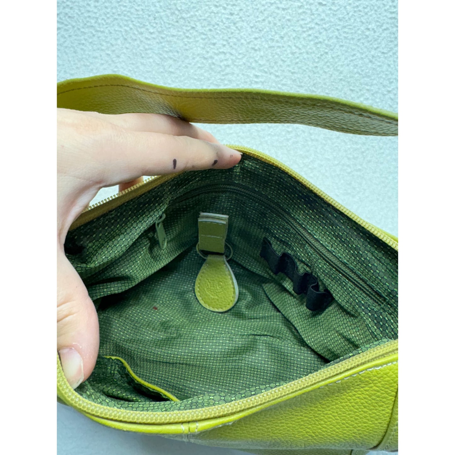 Lime Green MC Leather Shoulder Bag #7597