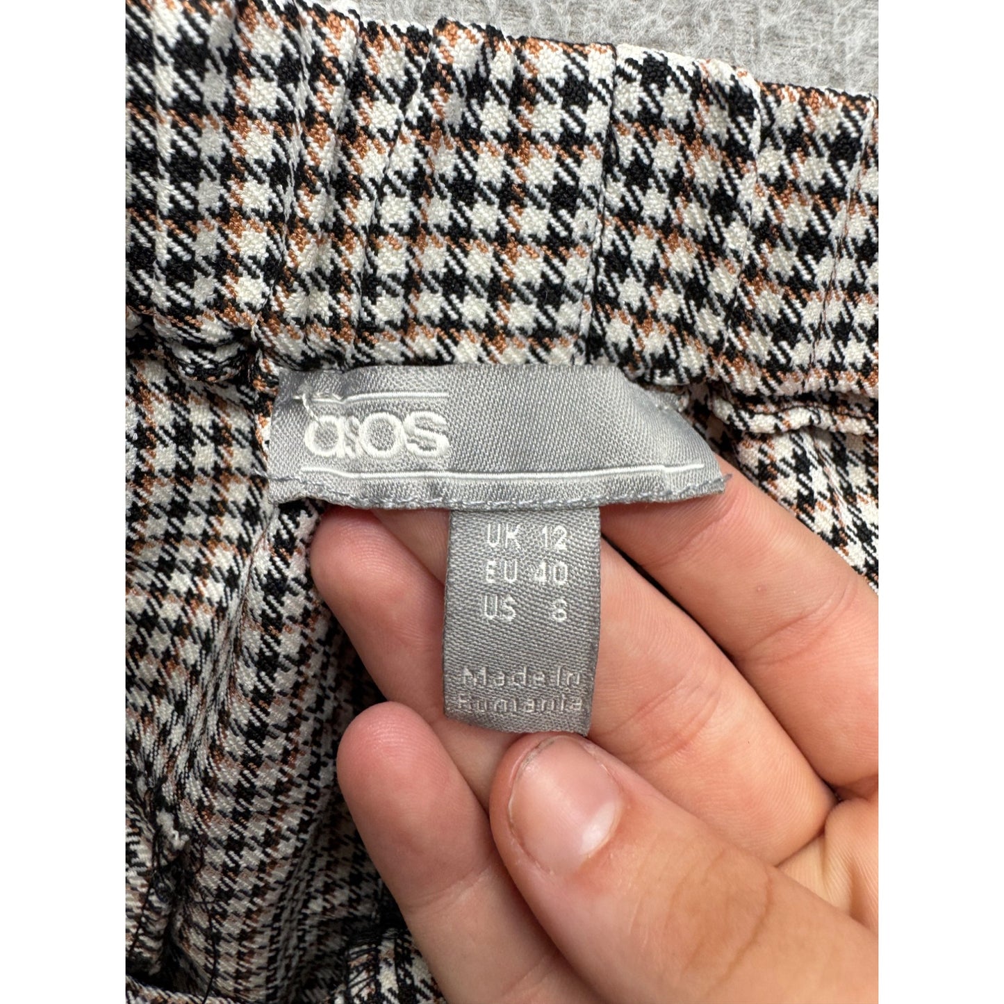 Asos Houndstooth Slim Fit Pants Size US 8 UK 12 With Side Stripes #323B