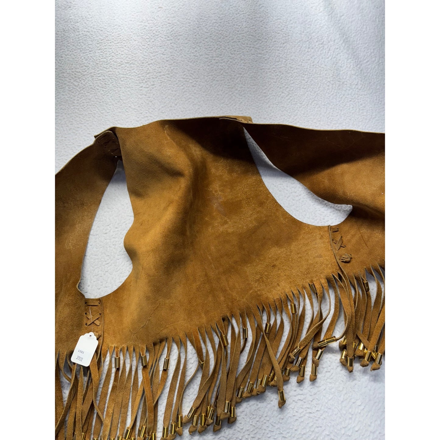 Vintage Style Western Brown Suede Fringe Vest With Beads #9026