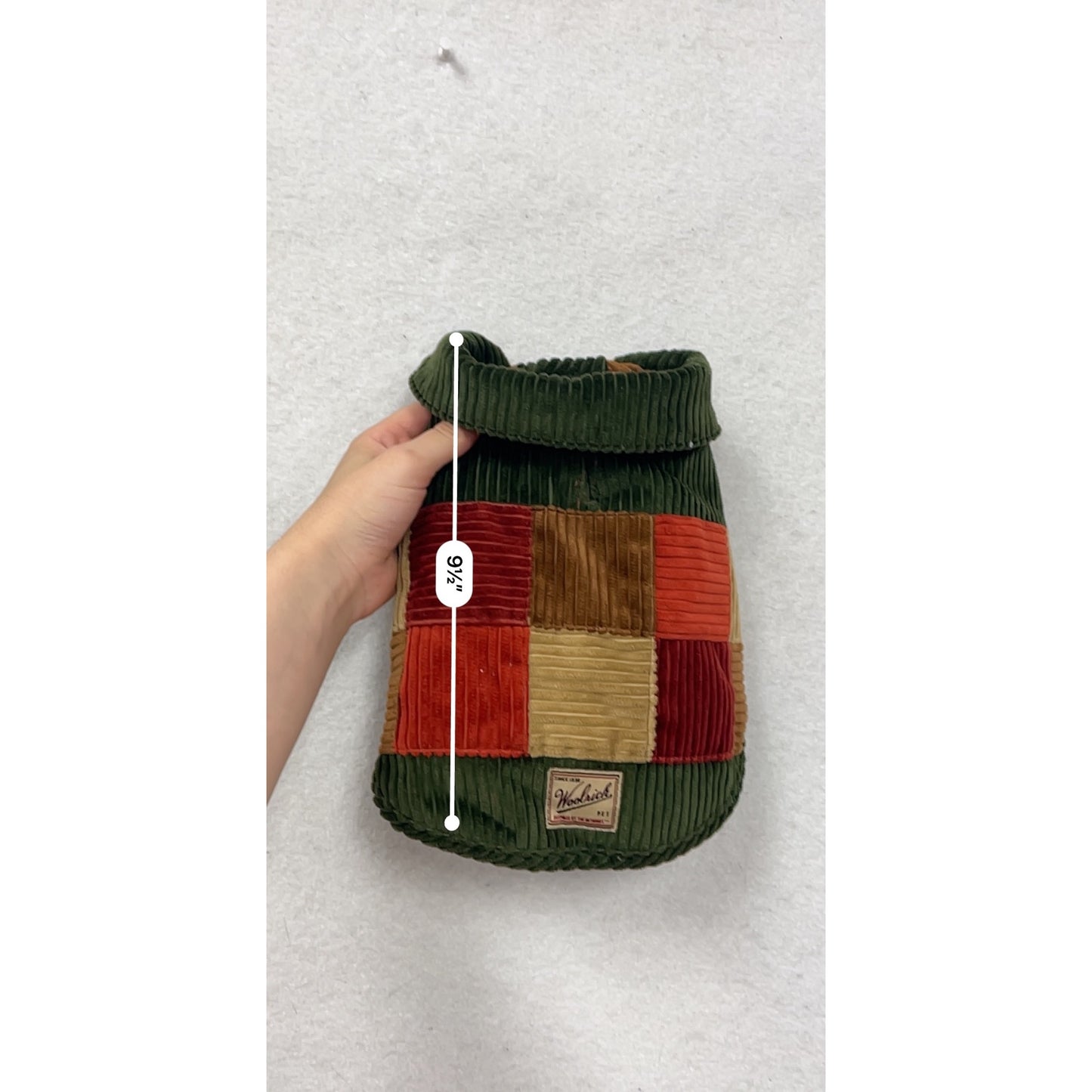 Woolrich Small Pet Patchwork Corduroy Coat With Velcro Closures #49A