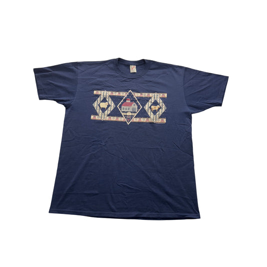 Vintage Jerzees Blue T-Shirt XL Barn & Sheep Graphic USA Made #7973