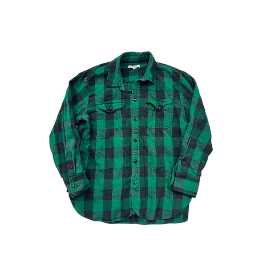 Madewell Green & Black Buffalo Plaid Flannel Button-Up Shirt M #8832