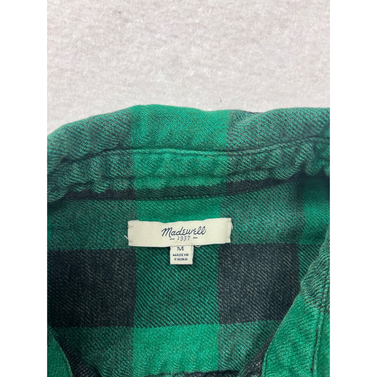 Madewell Green & Black Buffalo Plaid Flannel Button-Up Shirt M #8832