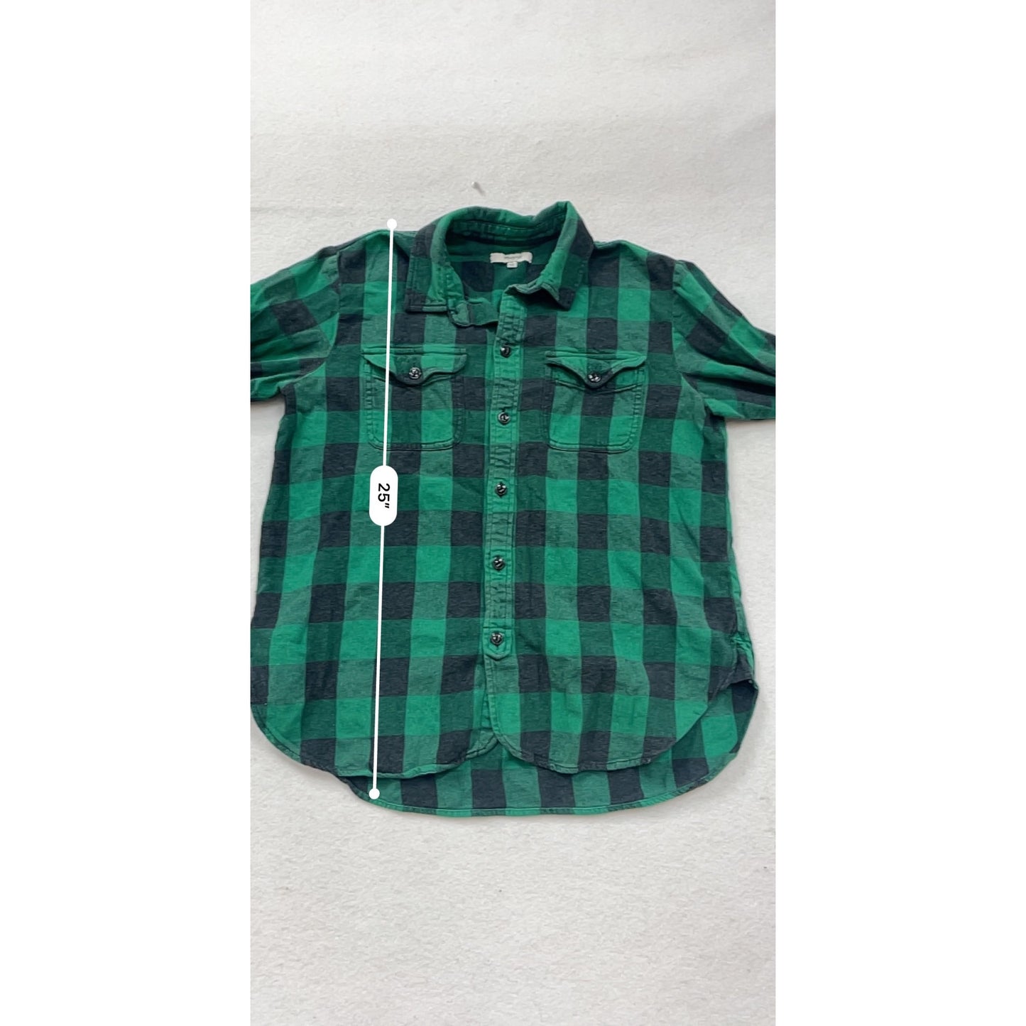 Madewell Green & Black Buffalo Plaid Flannel Button-Up Shirt M #8832