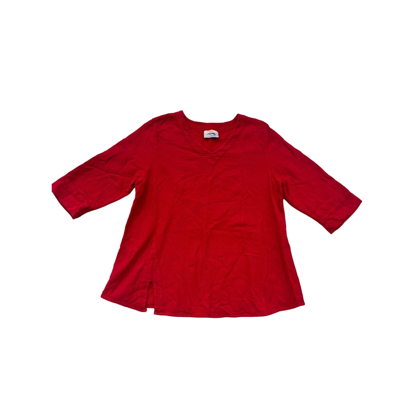 Dunes Red Textured 3/4 Sleeve Tunic Top #8509