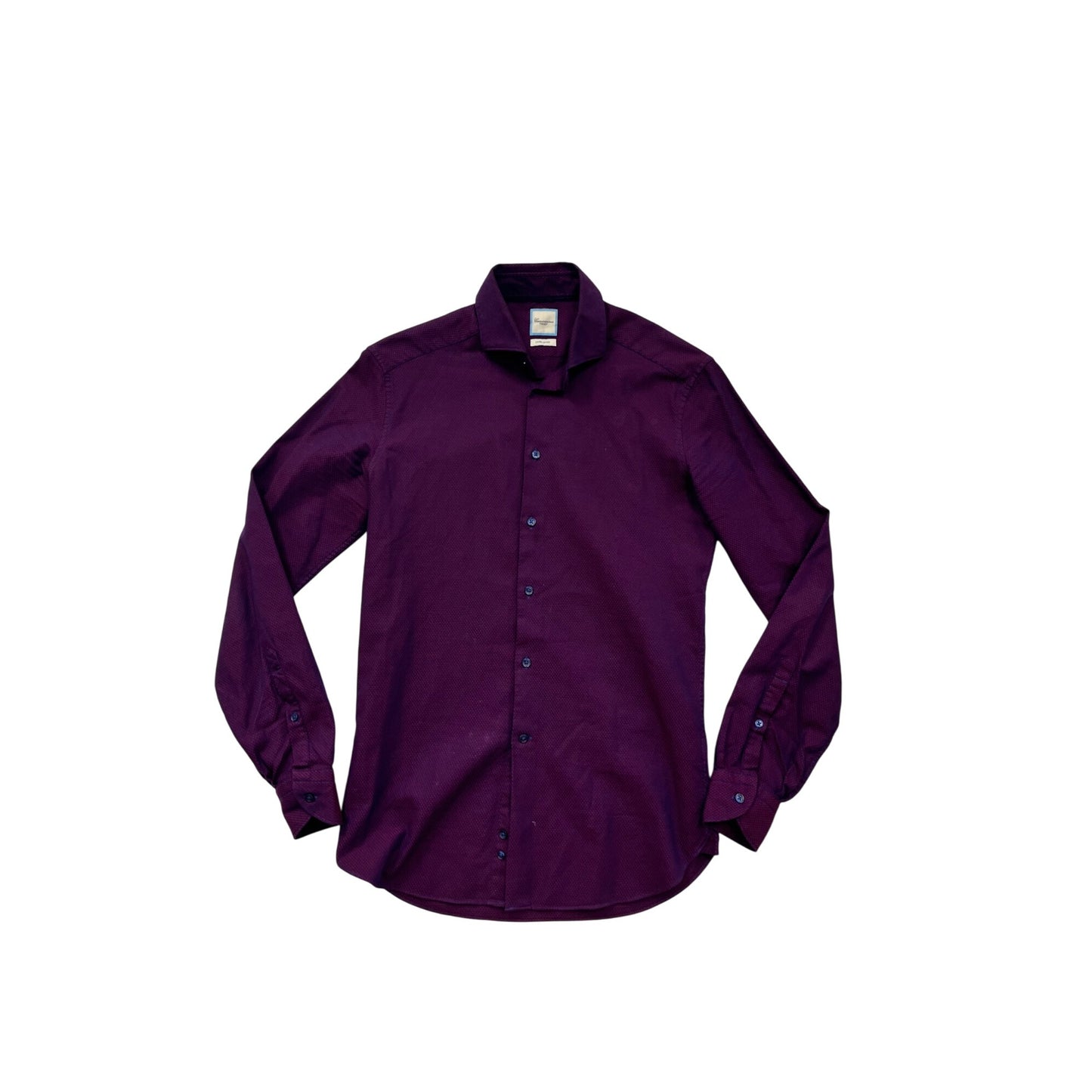Mens Camicissima Long-Sleeve Purple Button-Up Shirt Size 37 #8244