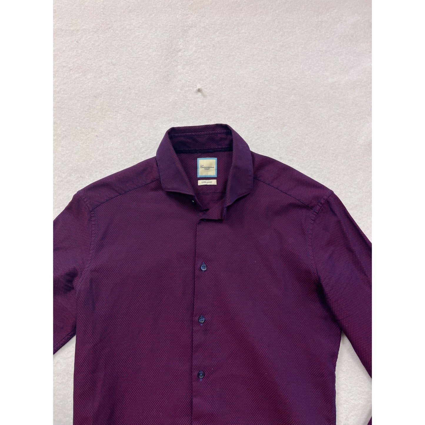 Mens Camicissima Long-Sleeve Purple Button-Up Shirt Size 37 #8244