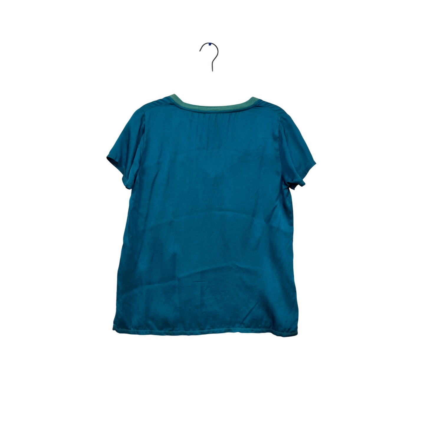 Nation  V-Neck Short Sleeve Blouse In Teal XS #758A