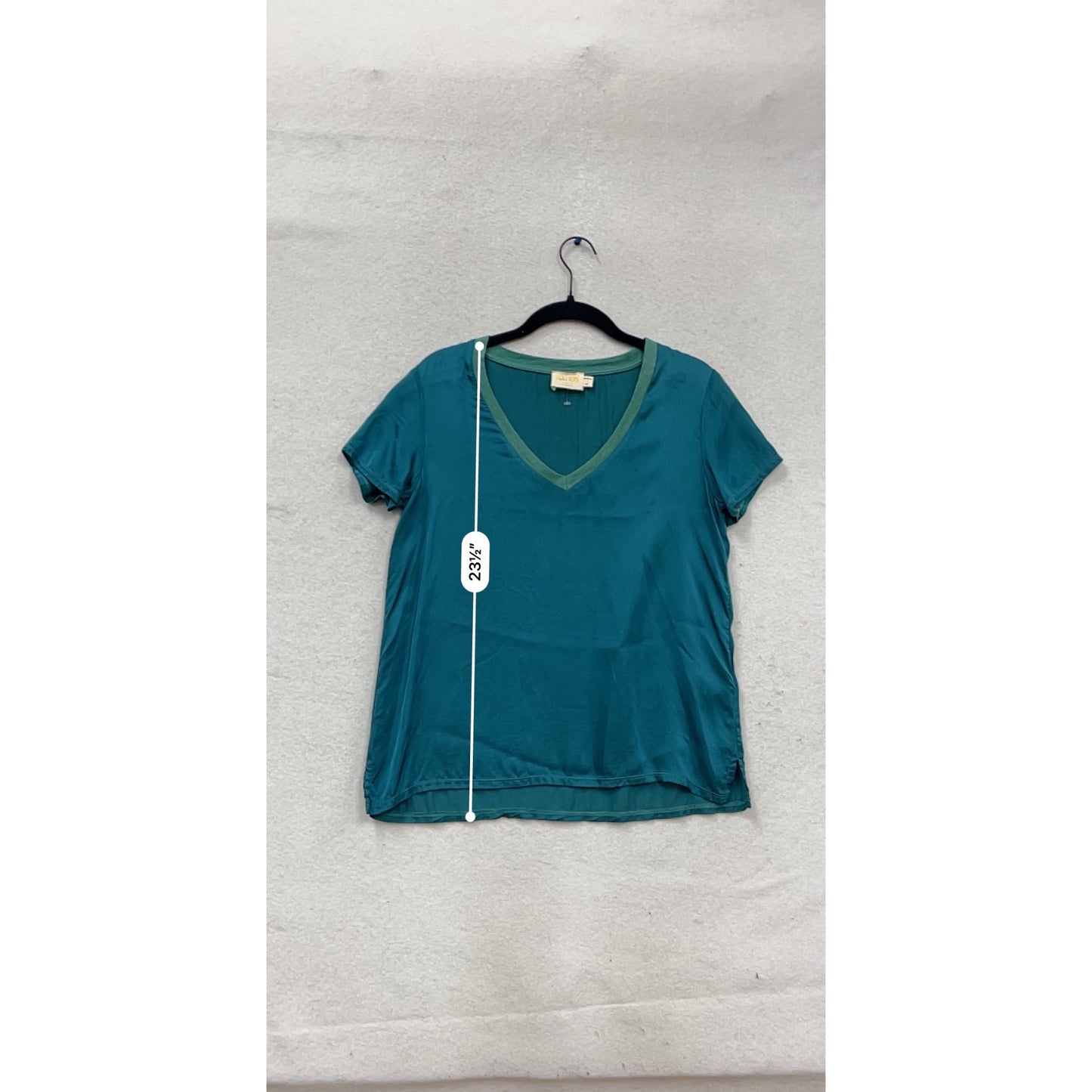 Nation  V-Neck Short Sleeve Blouse In Teal XS #758A
