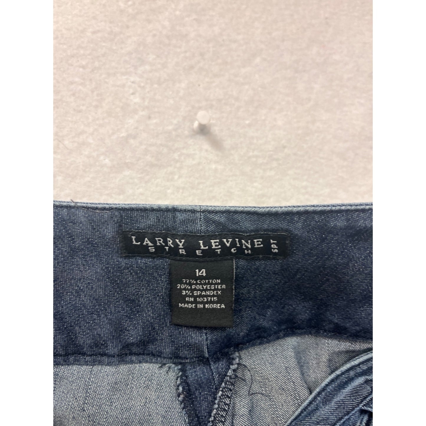 Larry Levine Womens Stretch Wide-Leg Denim Pants Size 14 #8794