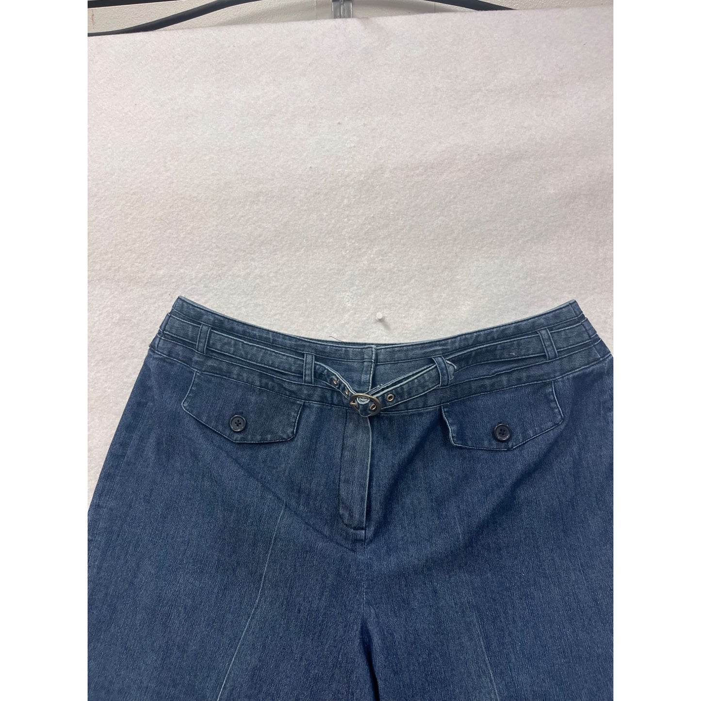 Larry Levine Womens Stretch Wide-Leg Denim Pants Size 14 #8794