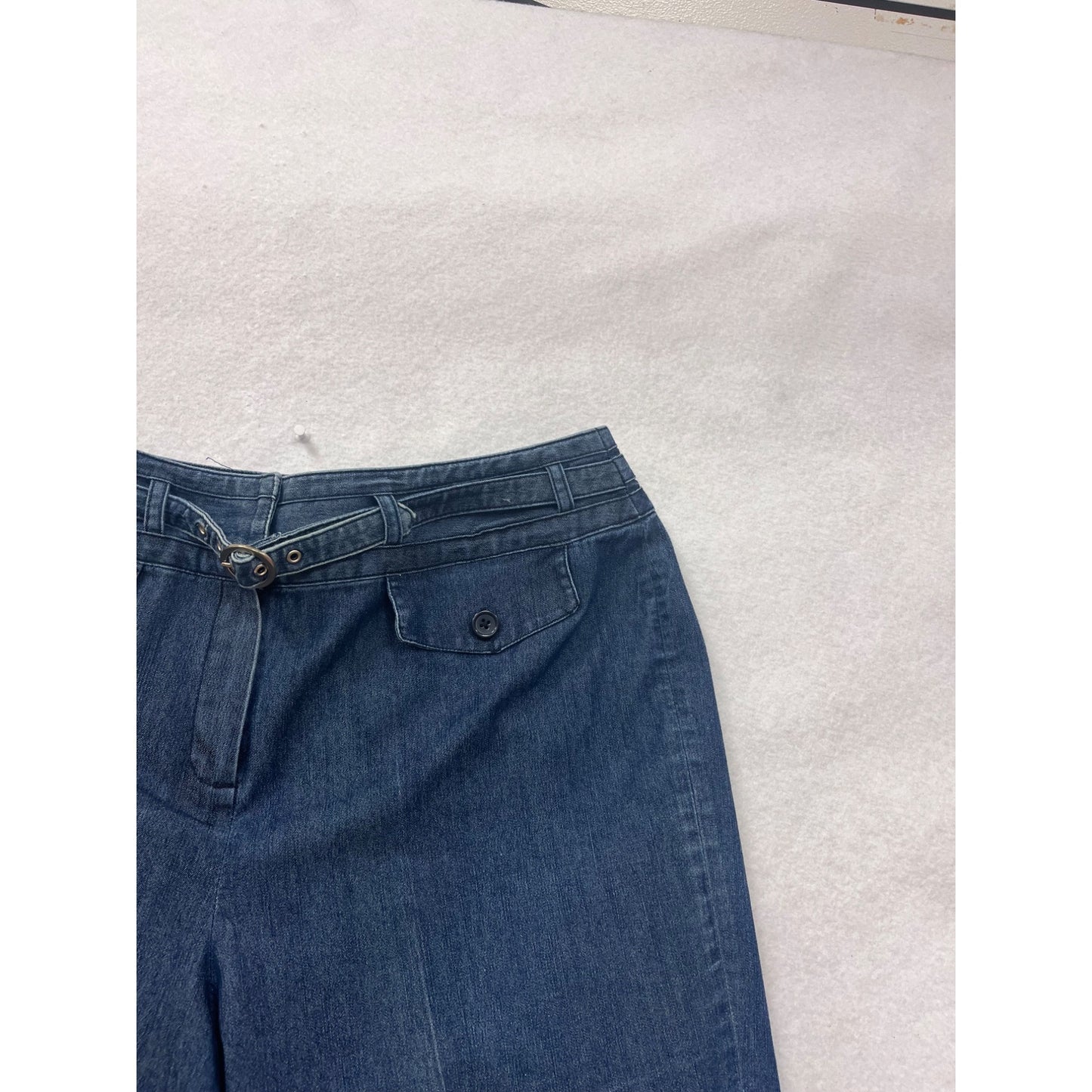 Larry Levine Womens Stretch Wide-Leg Denim Pants Size 14 #8794
