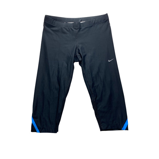 Nike Dri-Fit Black & Blue Running Capri Leggings With Zip Pocket #7345